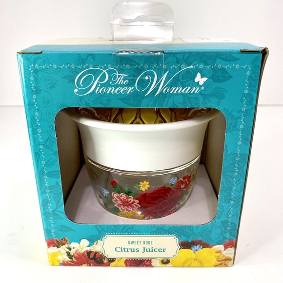Pioneer Woman Glass Citrus Juicer Sweet Rose Floral Lid & Measurement Marking - Picture 8 of 8